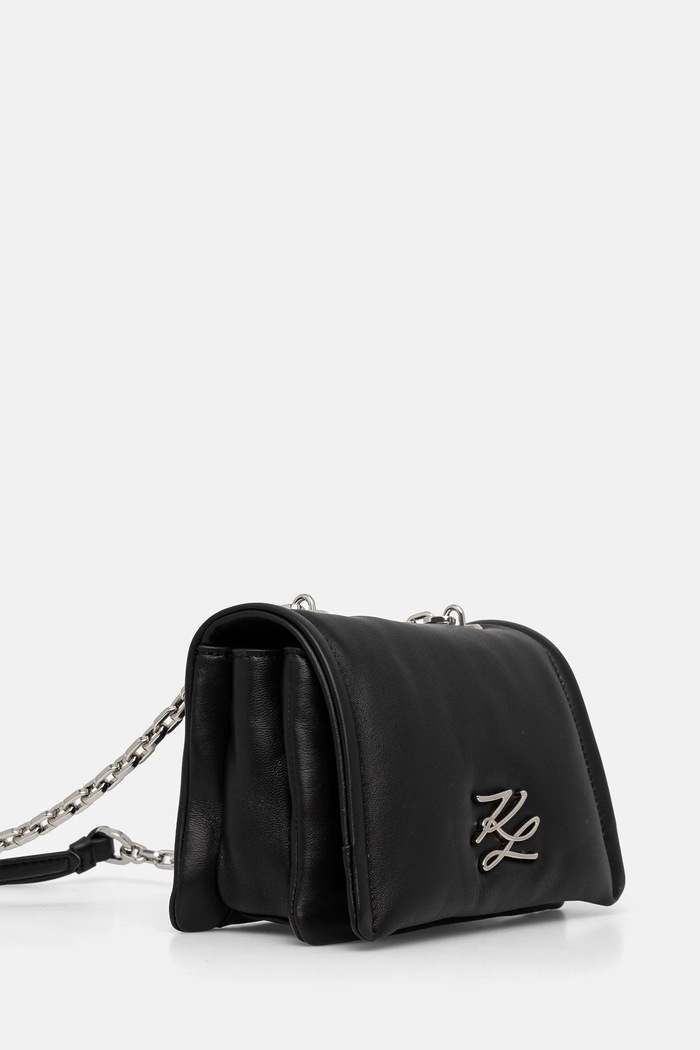 Kožená kabelka Karl Lagerfeld A1W30175 čierna SS25
