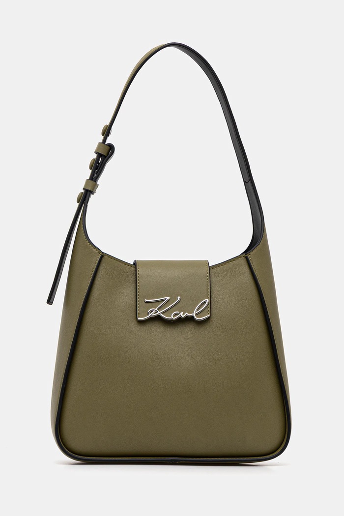Karl Lagerfeld torebka skórzana K/SIGNATURE skóra licowa zielony A1W30434