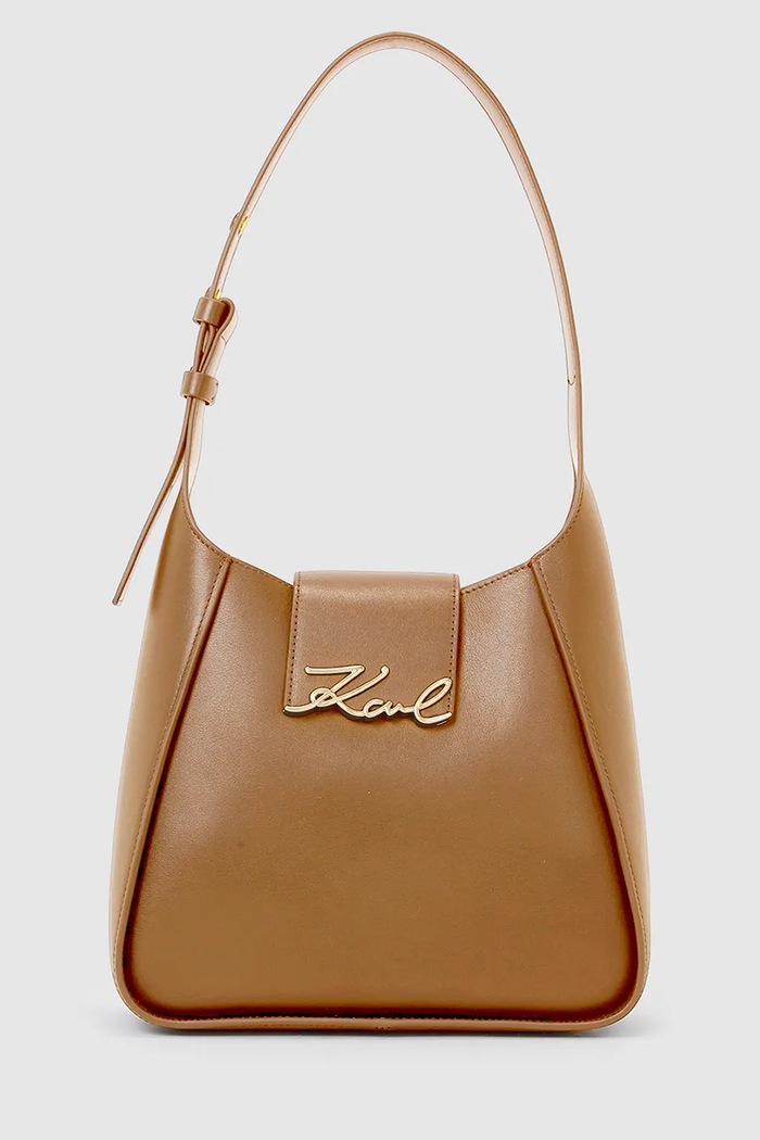 Kožená kabelka Karl Lagerfeld K/SIGNATURE usňová koža hnedá A1W30434