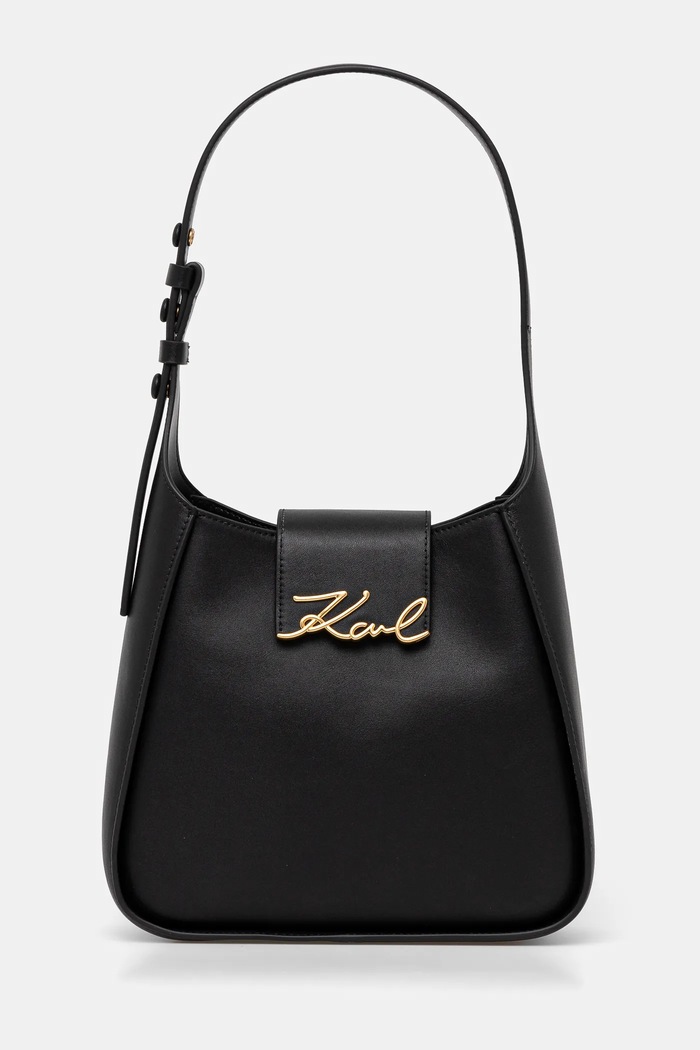Kožená kabelka Karl Lagerfeld K/SIGNATURE usňová koža čierna A1W30434