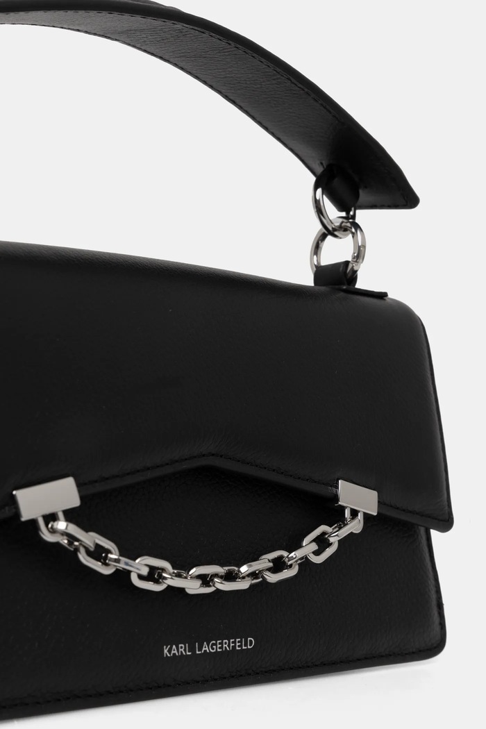 Kožená kabelka Karl Lagerfeld černá A1W30446
