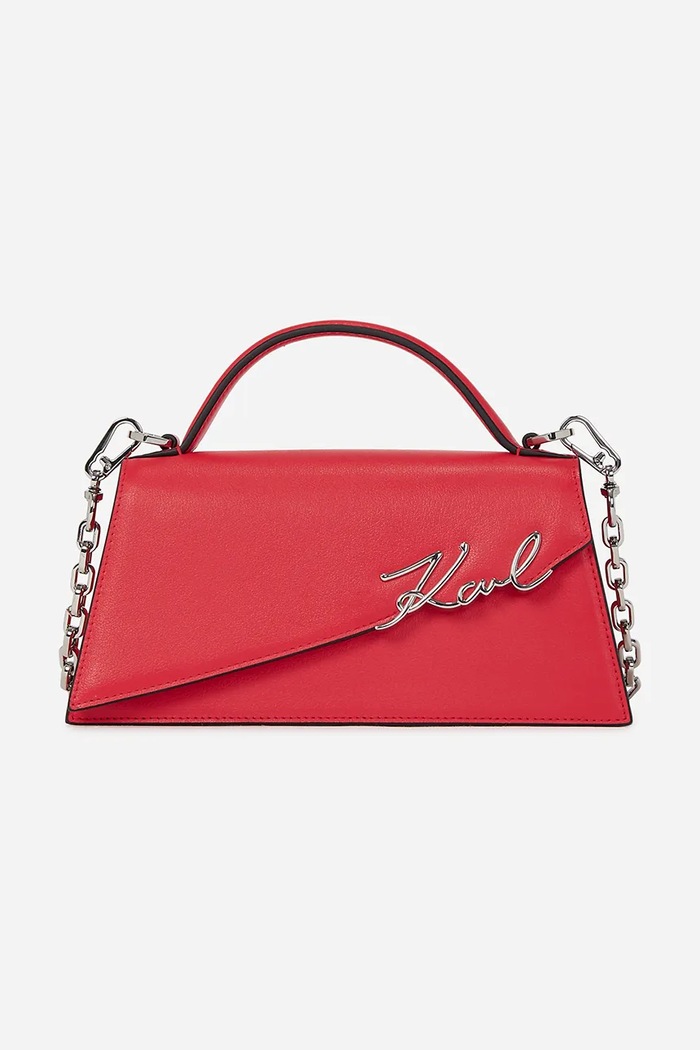 Kožená kabelka Karl Lagerfeld K/SIGNATURE usňová koža červená A1W30458