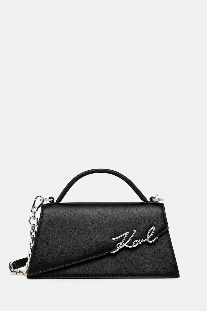 Kožená kabelka Karl Lagerfeld K/SIGNATURE usňová koža čierna A1W30458