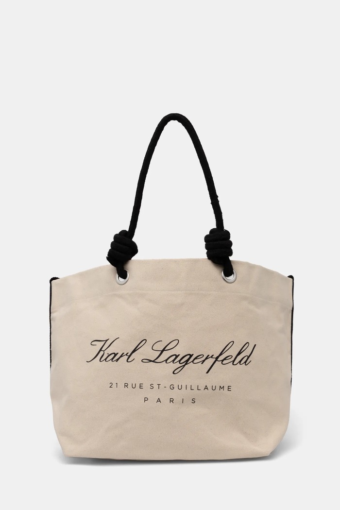 Karl Lagerfeld torebka bawełniana mieści A4 beżowy A1W46012