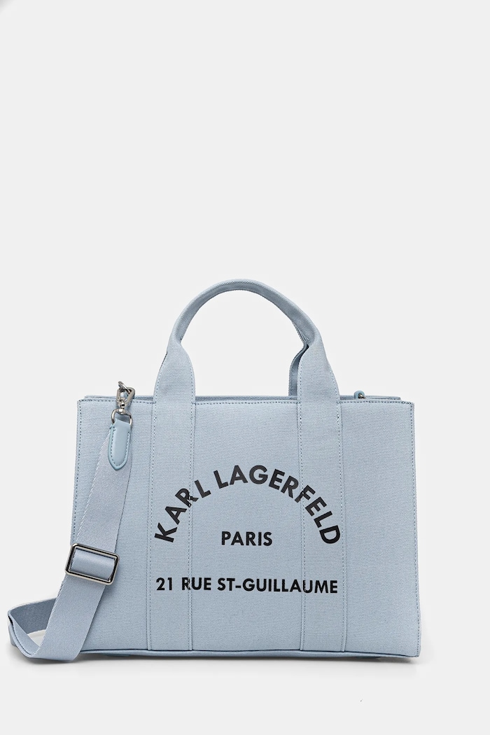 Karl Lagerfeld tote taška dámská bavlněná K/RSG potisk modrá A1W50010