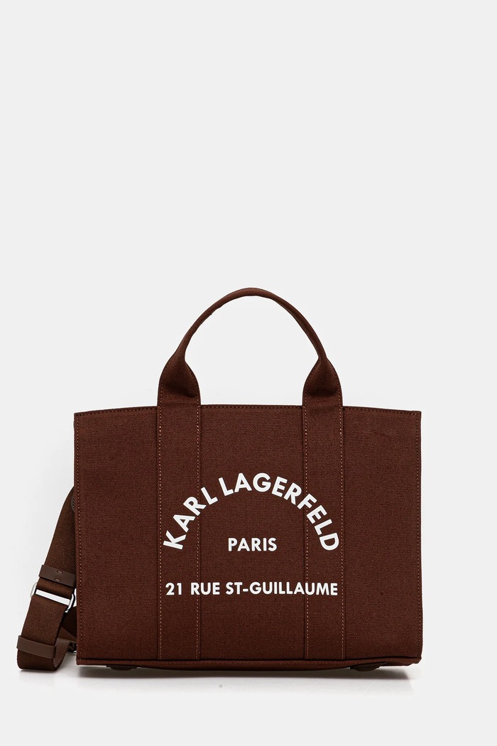 Karl Lagerfeld Tote γυναικεία βαμβακερή K/RSG υφασμάτινο καφέ A1W50010