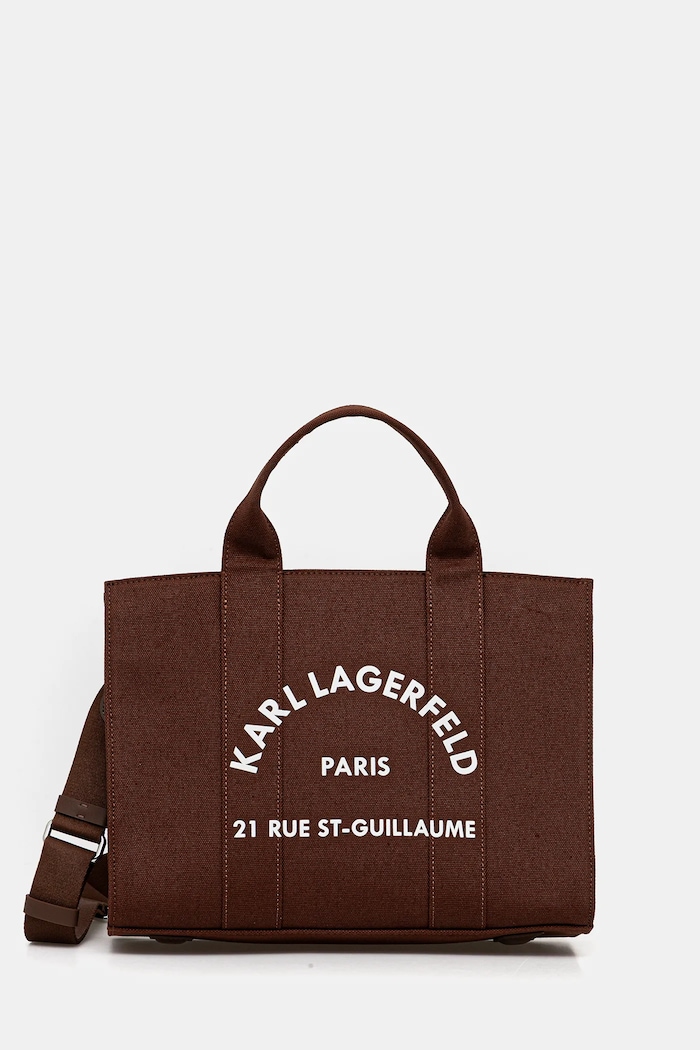 Karl Lagerfeld Tote γυναικεία βαμβακερή K/RSG υφασμάτινο καφέ A1W50010