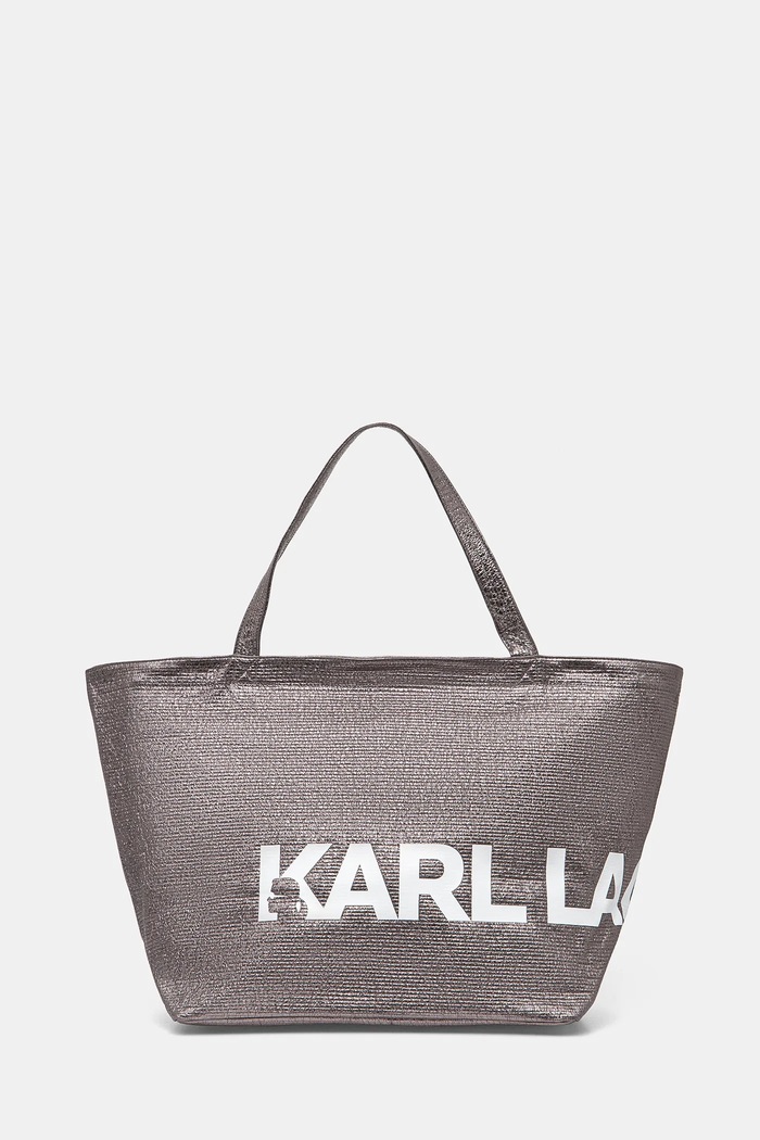 Bombažna torba Karl Lagerfeld Potisk srebrna A1W50064