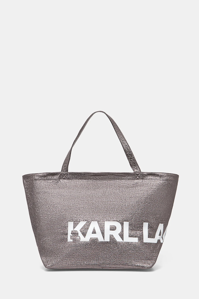 Bombažna torba Karl Lagerfeld Potisk srebrna A1W50064