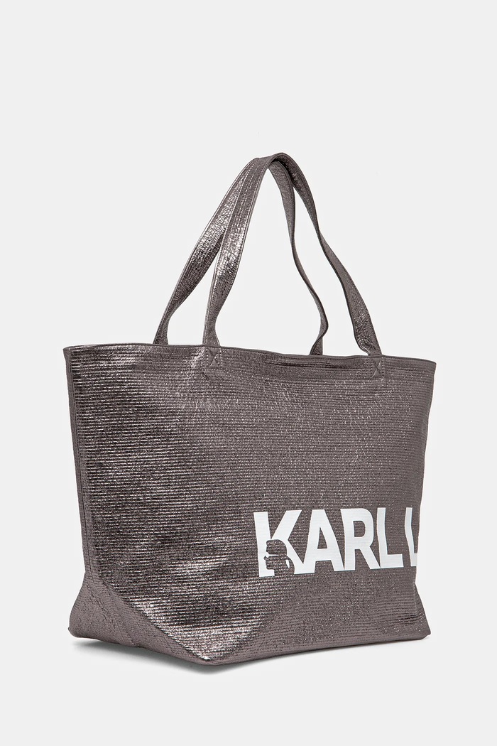 Bombažna torba Karl Lagerfeld A1W50064 srebrna SS25