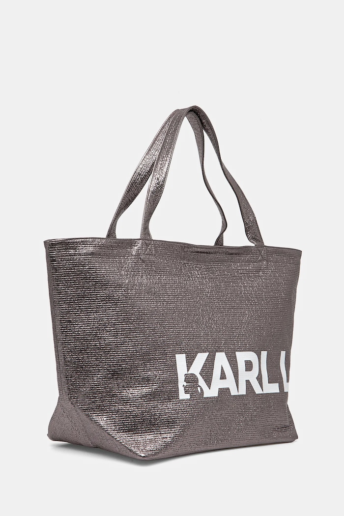 Bombažna torba Karl Lagerfeld A1W50064 srebrna SS25