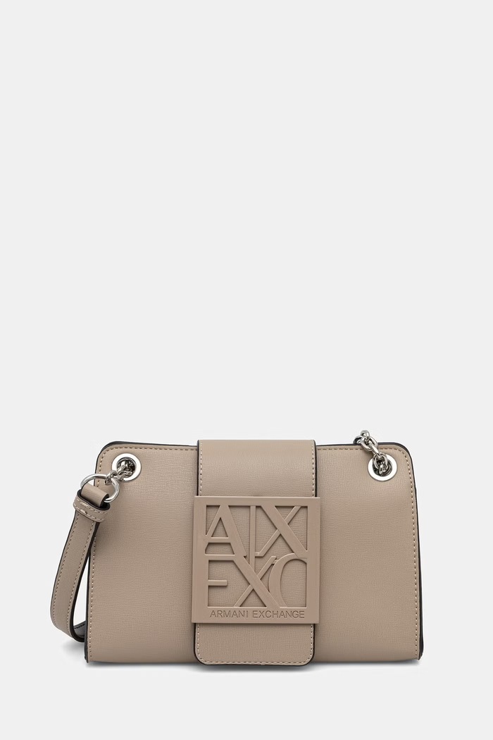 Armani Exchange geantă poștaș pentru femei, cu imitație de piele bej XW000281.AF13672