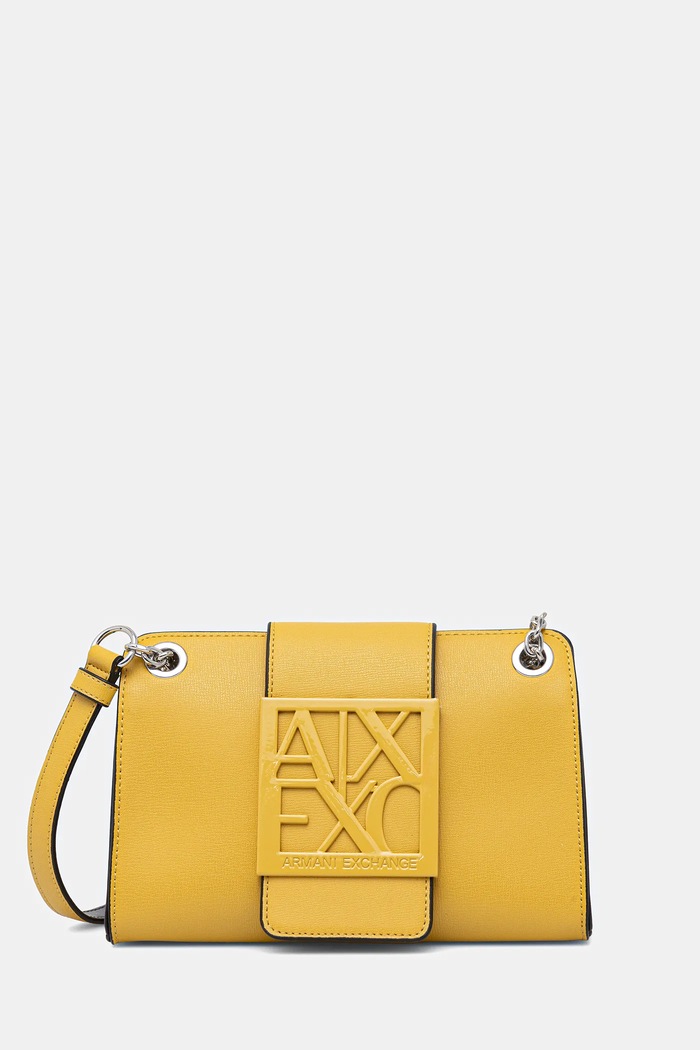 Armani Exchange Geantă poștaș pentru femei cu imitație de piele galben XW000281.AF13672