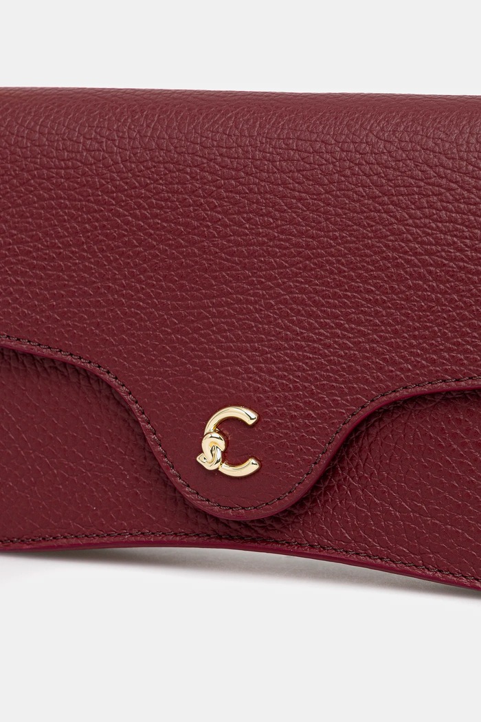 Geantă crossbody pentru femei din piele Coccinelle E5.SSL.27.01.01 burgundia