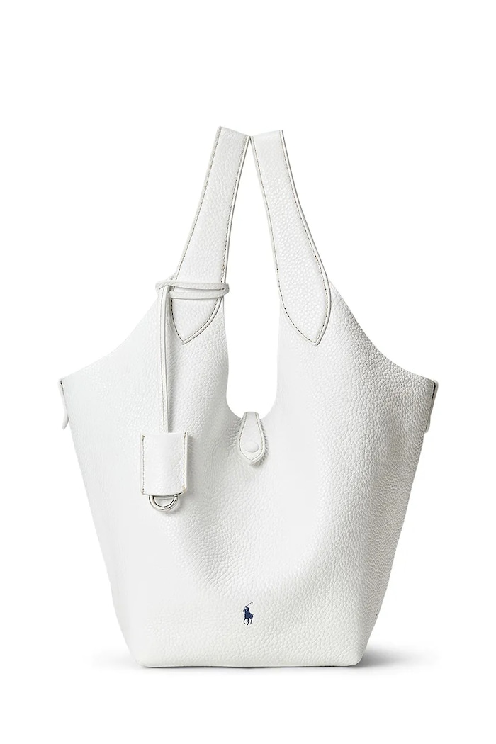 Кожена чанта Polo Ralph Lauren Tote не побира А4 бял 428938031