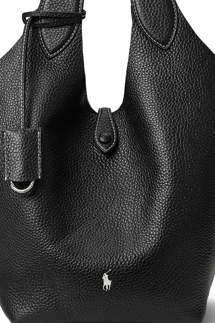 Δερμάτινη τσάντα Polo Ralph Lauren Tote 428938031 μαύρο