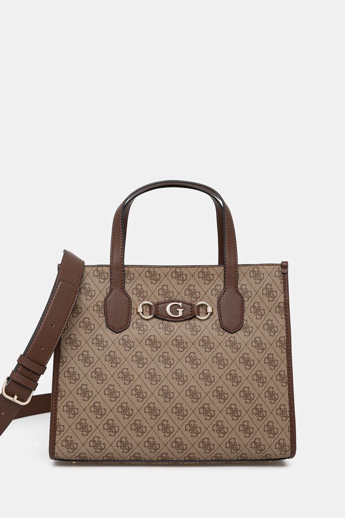 Τσάντα Guess IZZY απομίμηση λείου δέρματος καφέ HWSG86.54220