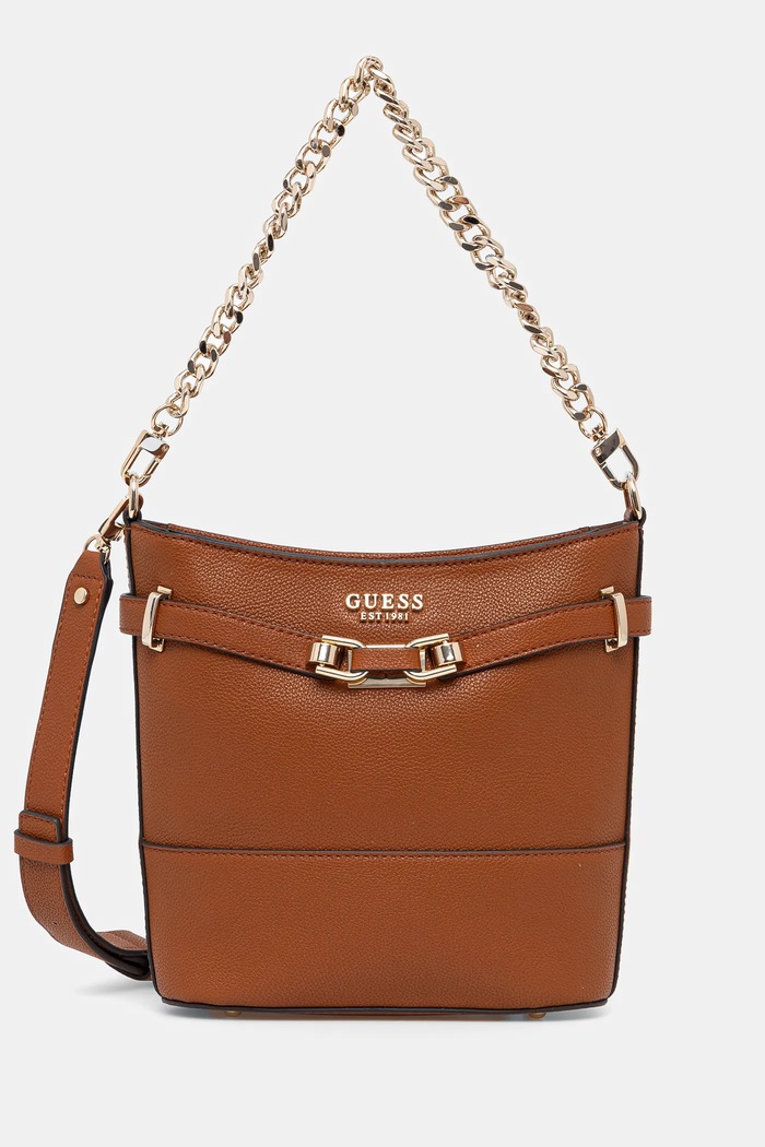 Τσάντα Guess SILVYE απομίμηση λείου δέρματος καφέ HWBG95.27040