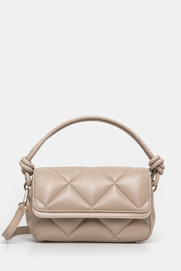 Δερμάτινη τσάντα Guess CORINNE λείο δέρμα μπεζ HWCRNN.L5116