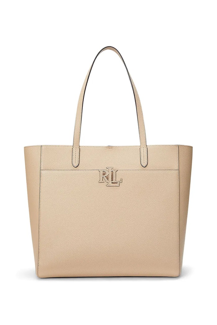 Lauren Ralph Lauren torebka skórzana skóra licowa beżowy 431960183