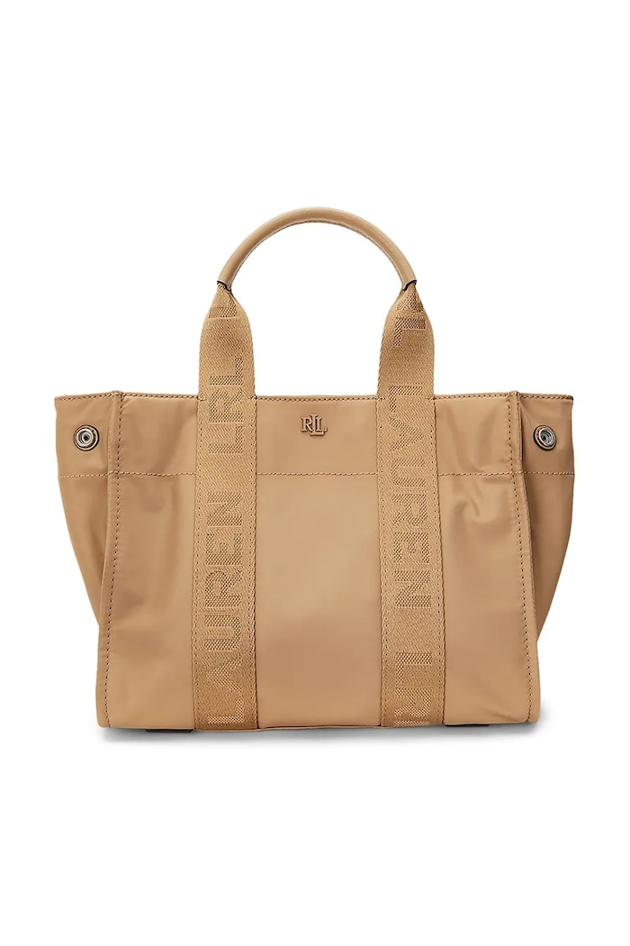 Kabelka Lauren Ralph Lauren hladký béžová 431962612