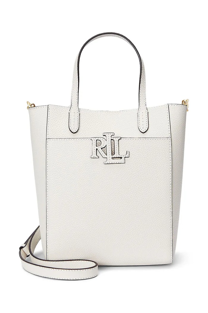 Kožená kabelka Lauren Ralph Lauren přírodní kůže bílá 431966760
