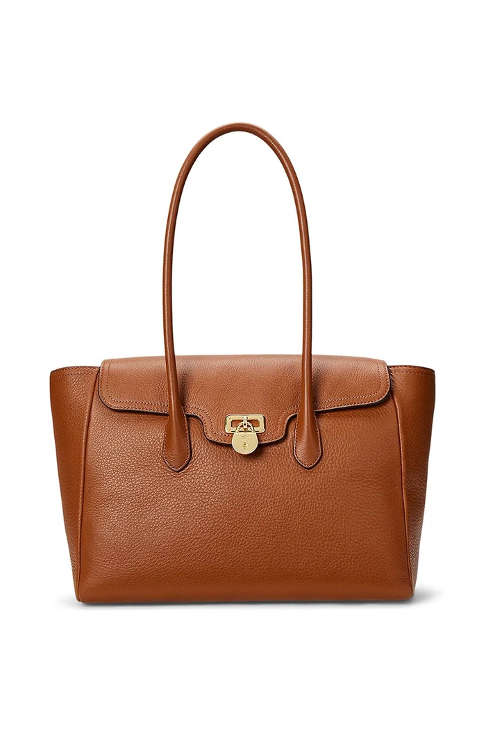 Kožená kabelka Lauren Ralph Lauren přírodní kůže hnědá 431966862