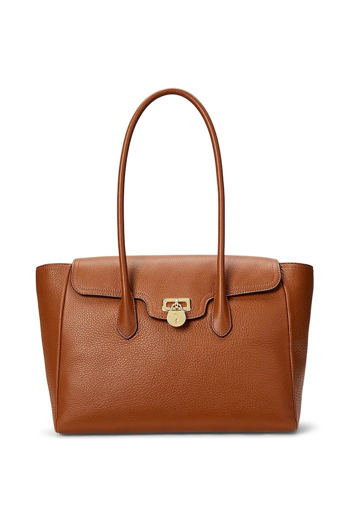 Kožená kabelka Lauren Ralph Lauren přírodní kůže hnědá 431966862