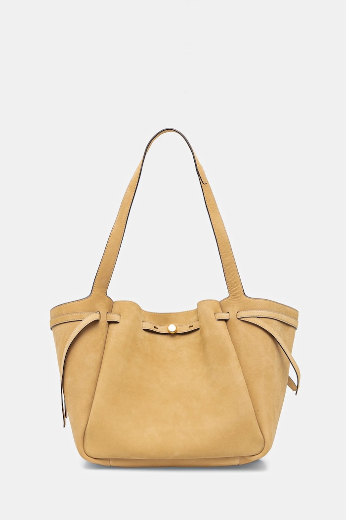 Tory Burch torebka nubukowa Romy Nubuck Tote skóra zamszowa żółty 165689.250