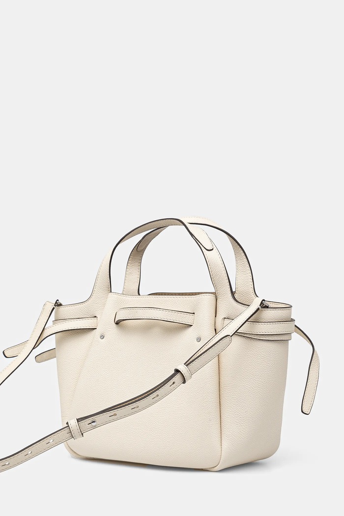 Accesorii Tory Burch Geantă de piele Romy Pebbled Satchel 164866.921 bej