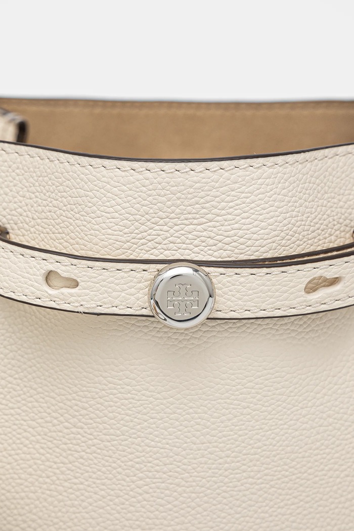 Geantă de piele Romy Pebbled Satchel Tory Burch bej 164866.921