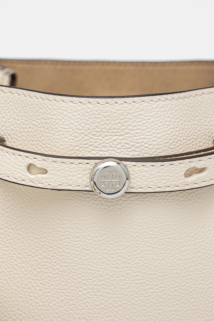 Geantă de piele Romy Pebbled Satchel Tory Burch bej 164866.921