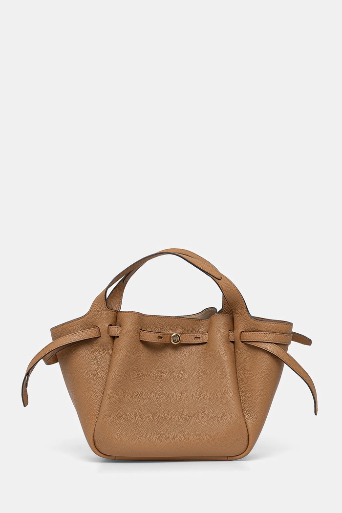 Δερμάτινη τσάντα Tory Burch Romy Pebbled Satchel λείο δέρμα καφέ 164866.227