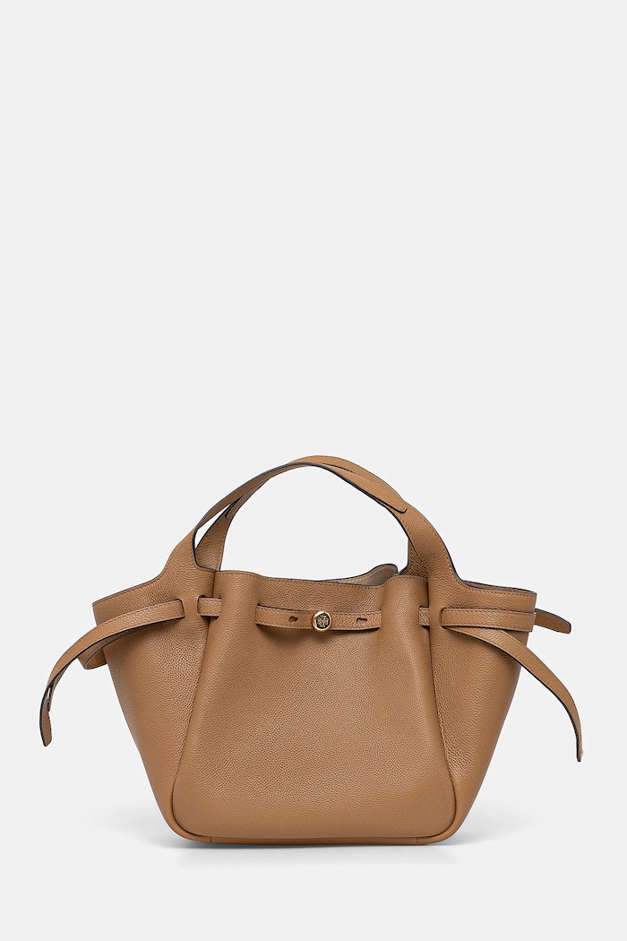 Δερμάτινη τσάντα Tory Burch Romy Pebbled Satchel λείο δέρμα καφέ 164866.227