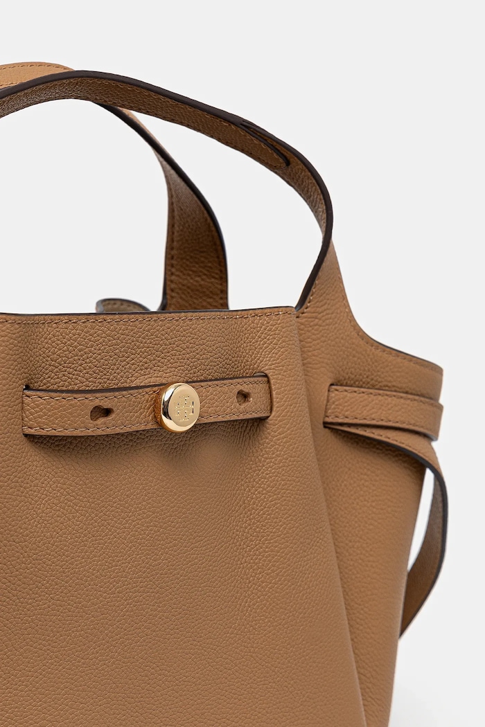 Δερμάτινη τσάντα Tory Burch Romy Pebbled Satchel καφέ 164866.227
