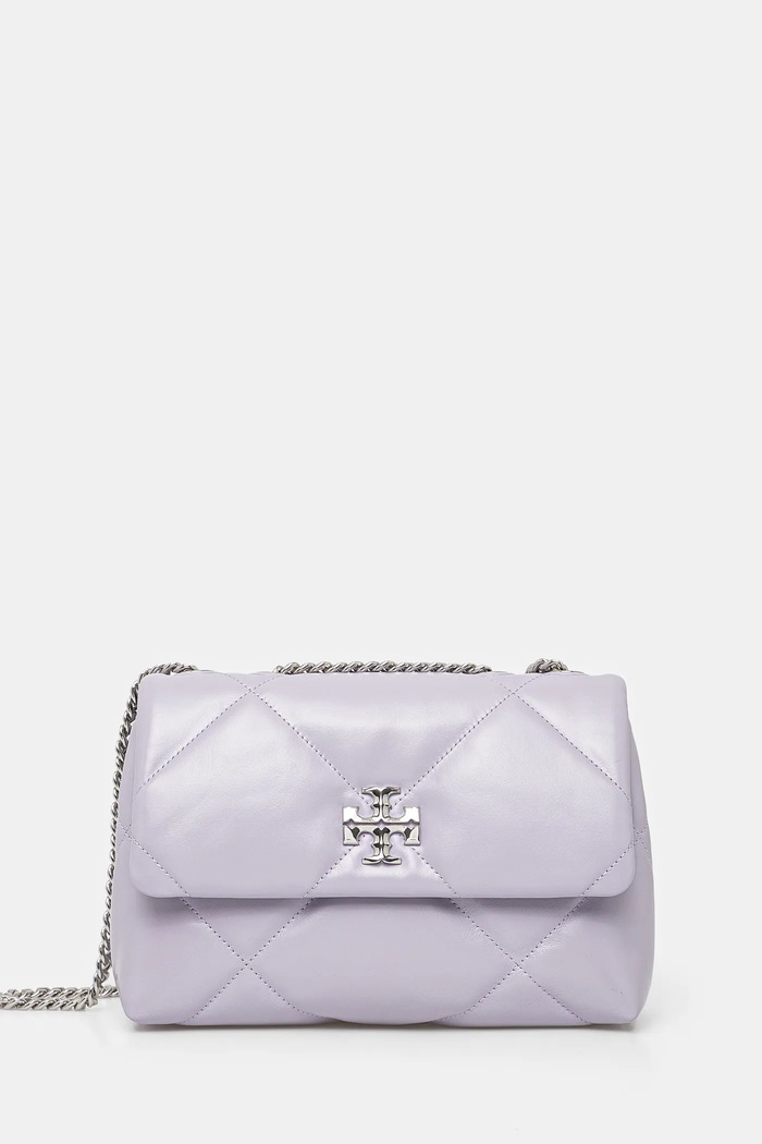 Kožená kabelka Tory Burch Kira Diamond Quilt přírodní kůže fialová 154706.500