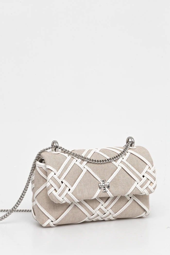 Tory Burch Geantă Kira Woven Canvas Mini Flap 154831.250 bej SS25