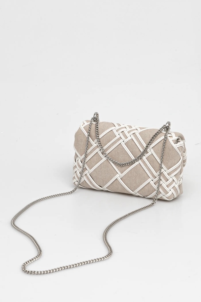 Accesorii Tory Burch Geantă Kira Woven Canvas Mini Flap 154831.250 bej