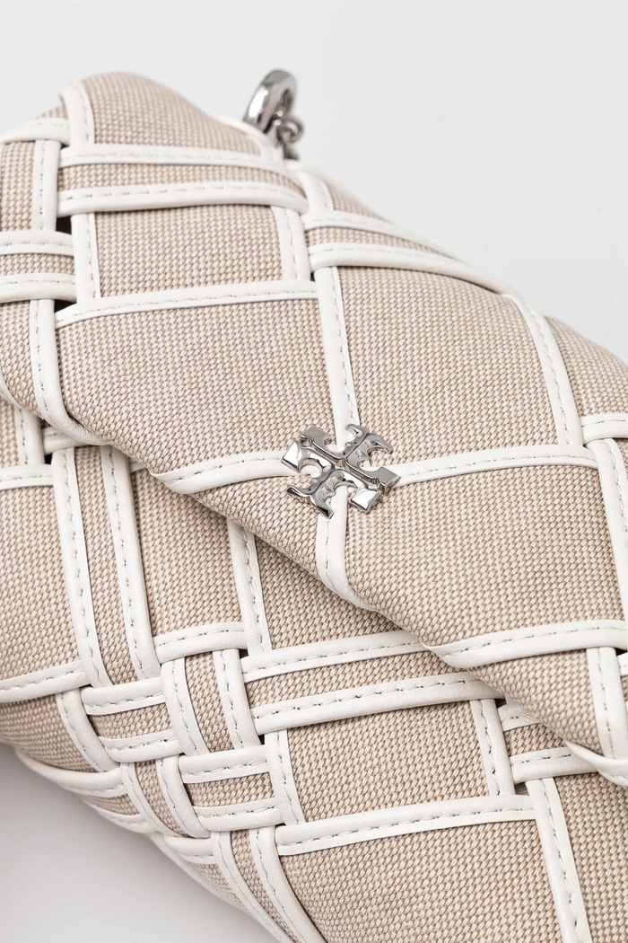 Geantă Kira Woven Canvas Mini Flap Tory Burch 154831.250 bej