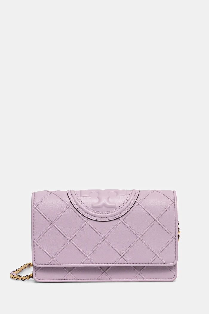 Kabelka Tory Burch Fleming Chain Wallet jemný vzor fialová 138853.502