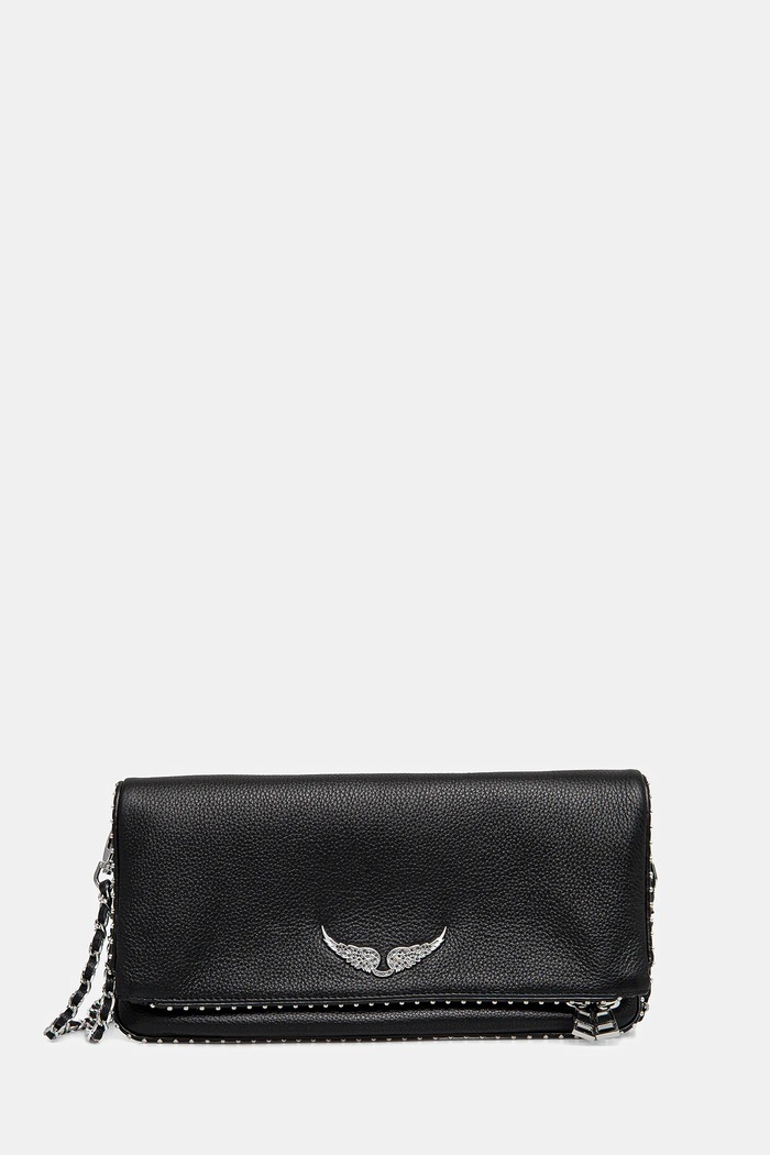 Kožená kabelka ZADIG&VOLTAIRE ROCK GRAINED LEATHER STUDS přírodní kůže černá LWBA00002.11