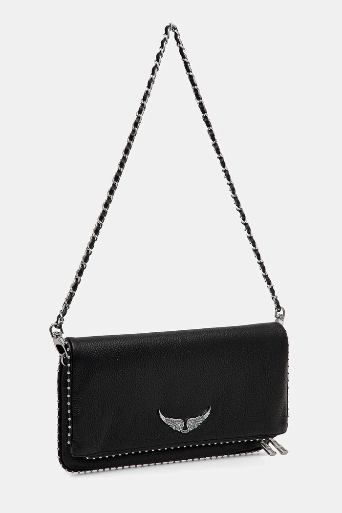 Kožená kabelka ZADIG&VOLTAIRE ROCK GRAINED LEATHER STUDS LWBA00002.11 černá AA00