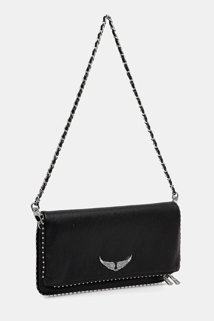 Kožená kabelka ZADIG&VOLTAIRE ROCK GRAINED LEATHER STUDS LWBA00002.11 černá AA00