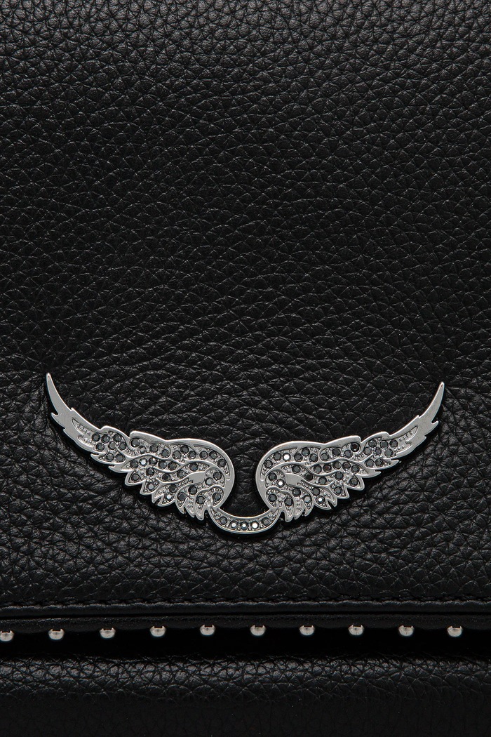 Kožená kabelka ZADIG&VOLTAIRE ROCK GRAINED LEATHER STUDS černá LWBA00002.11