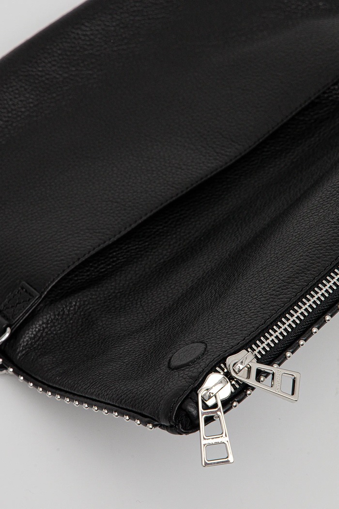 Kožená kabelka ZADIG&VOLTAIRE ROCK GRAINED LEATHER STUDS LWBA00002.11 černá