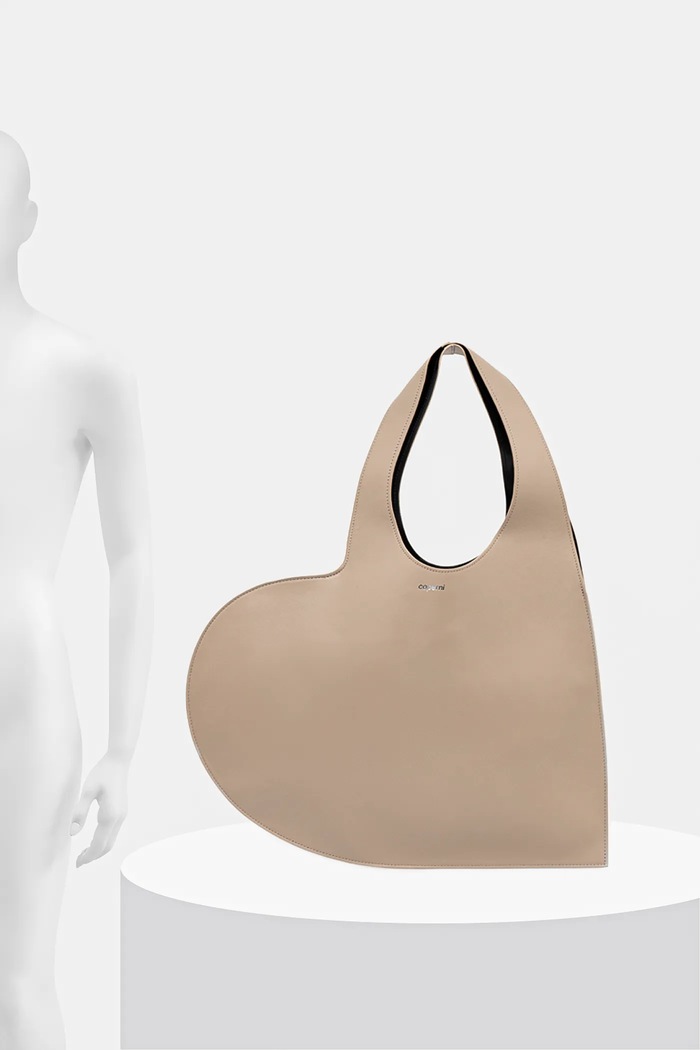 Geantă de piele Heart Tote coperni bej COPBA14F6012