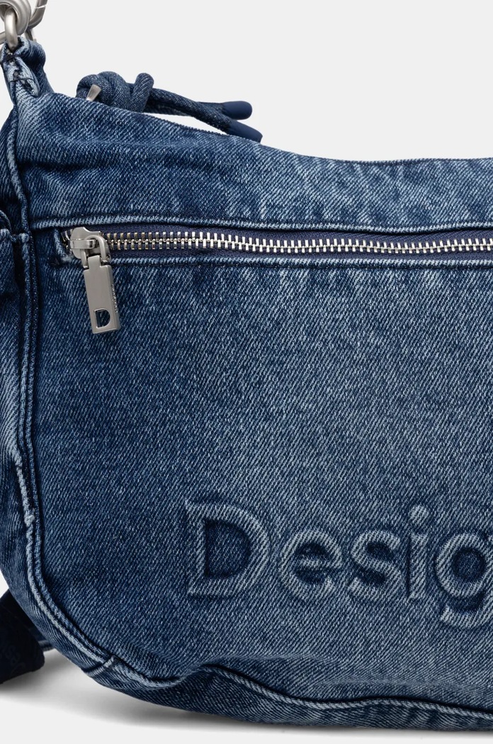 Desigual torebka jeansowa HALF LOGO niebieski 25SAXD28