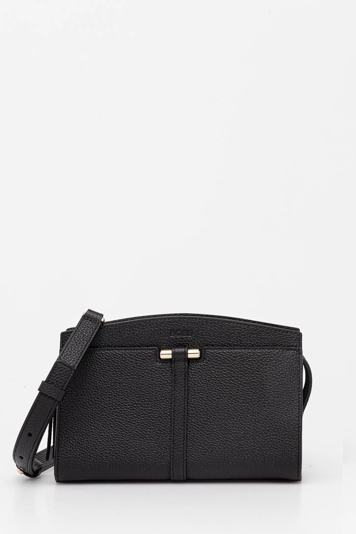 BOSS geantă de piele uni negru 50542067