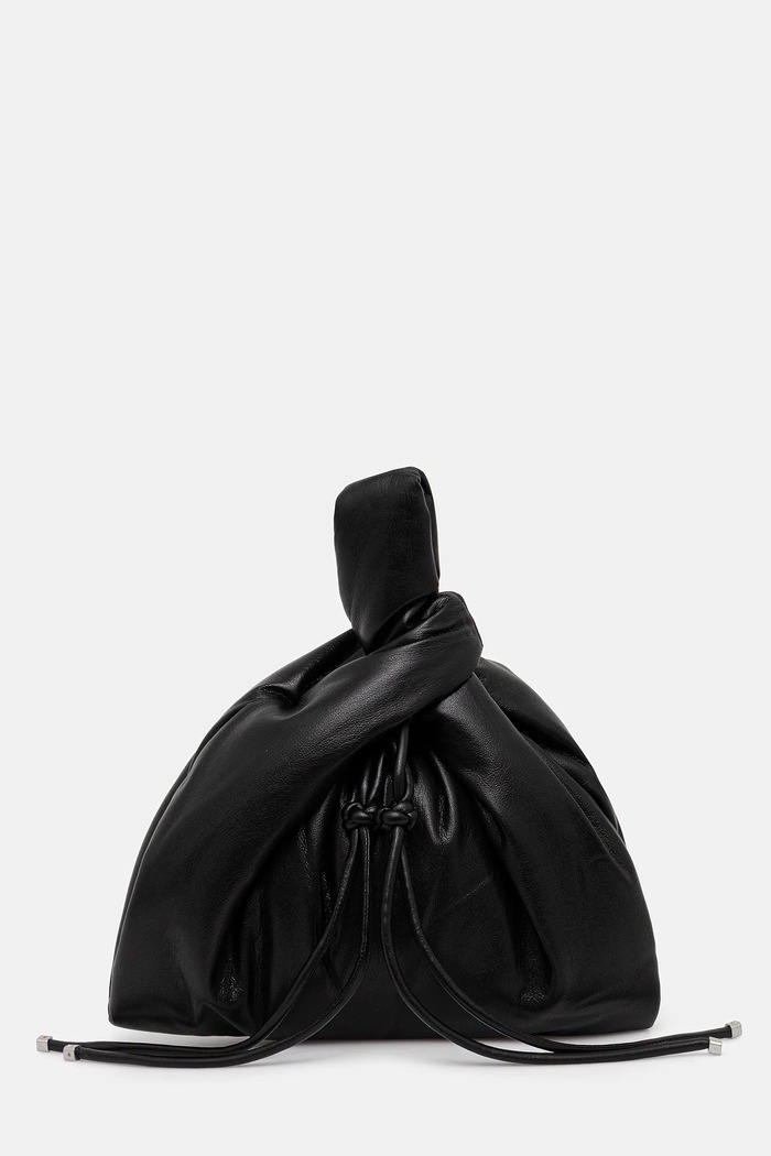 Kožená kabelka Nanushka JEN DRAWSTRING přírodní kůže černá NW25SSBG04899