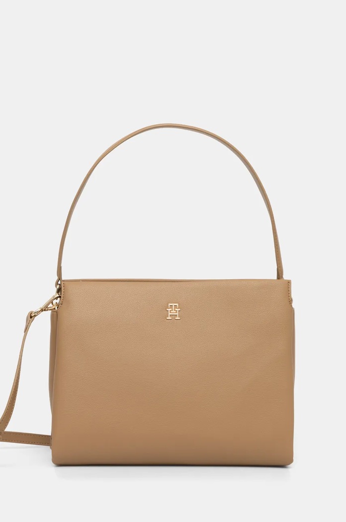 Kabelka Tommy Hilfiger jednofarebný béžová AW0AW17173